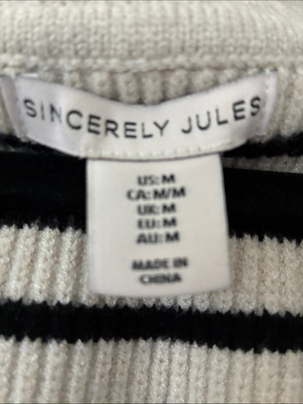 Sincerely Jules Black and Cream Striped Knit Top - Picture 2 of 2